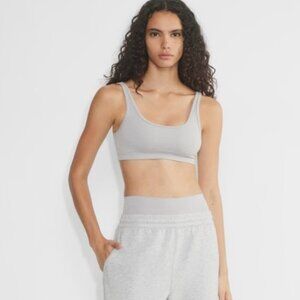 TNA Ribbed Sports Bra XS Cream Stretch Lounge Bralette Yoga Top